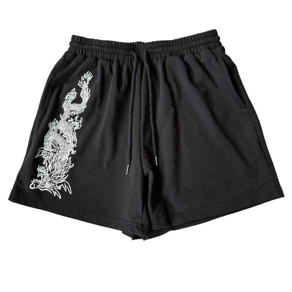 Unbranded black casual stretchy elastic drawstring sweatshorts with pockets S
